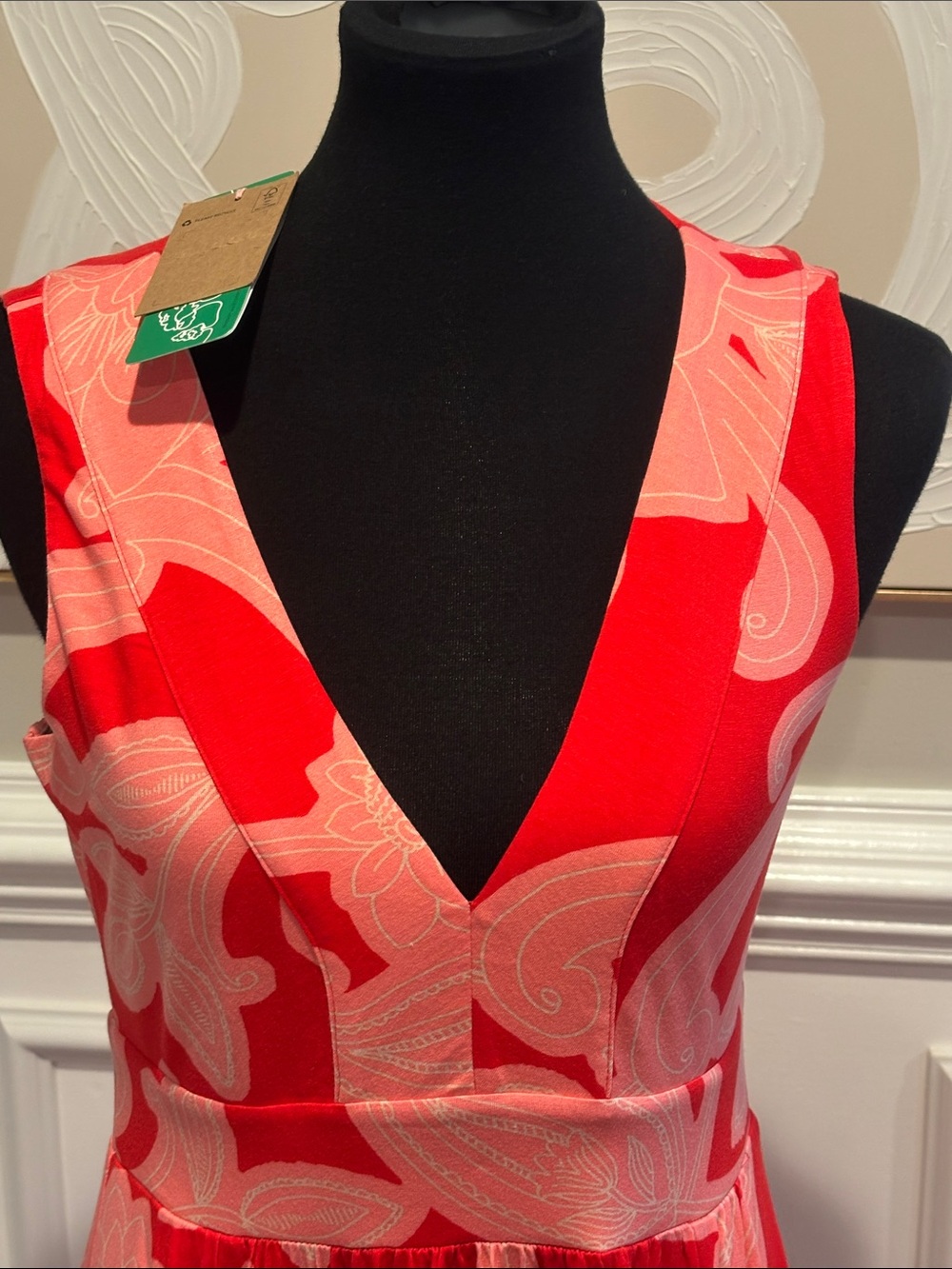 Boden Olympia Jersey Women’s Pink Floral V-Neck Sleeveless Maxi Dress - Picture 6 of 8